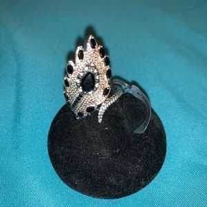 NWT Black Spinel and Sterling Silver Ring Sz 7